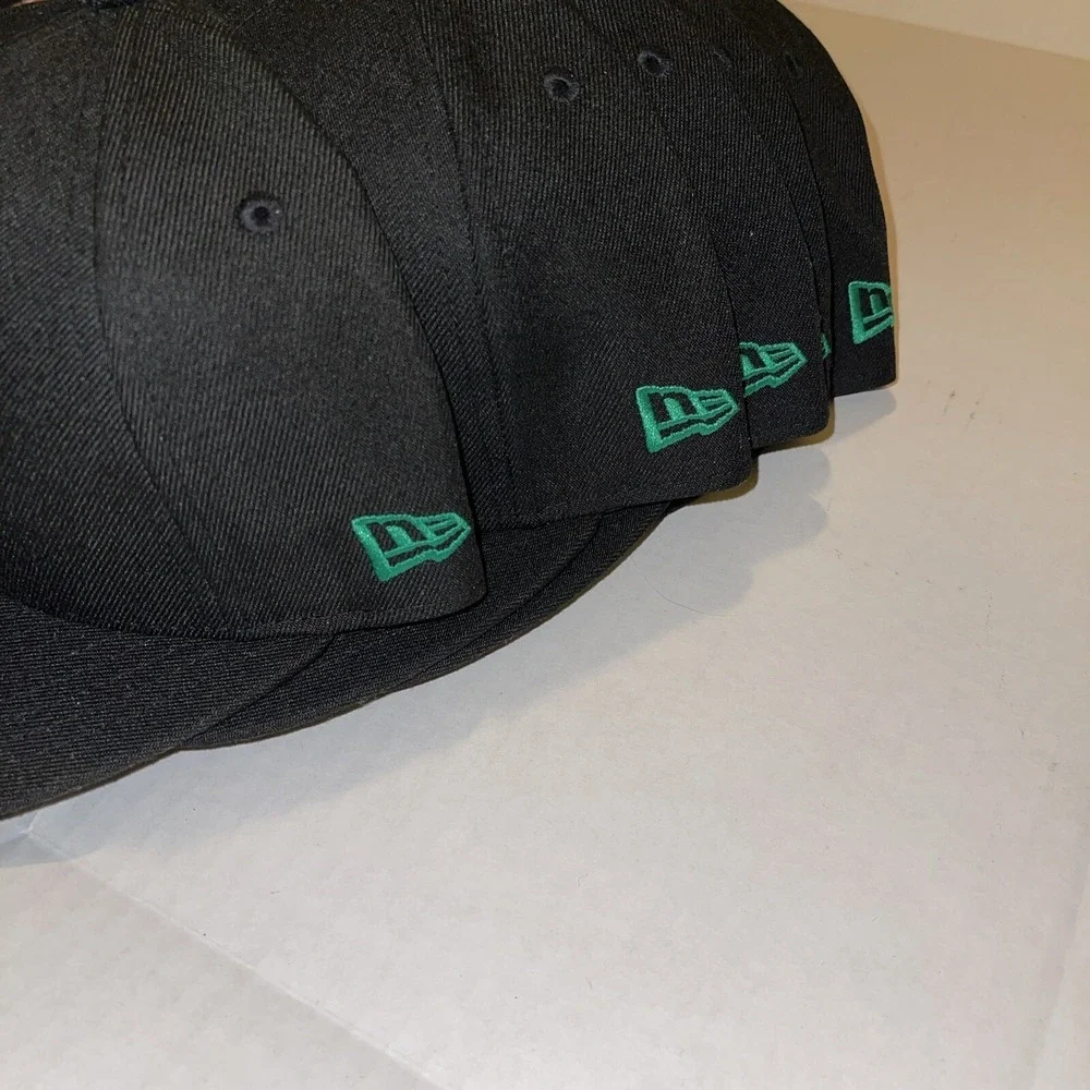 5 New Era Fitted Hat 59Fifty Size 7 1/2 & 71/4  custom promo Black Leaf Hats